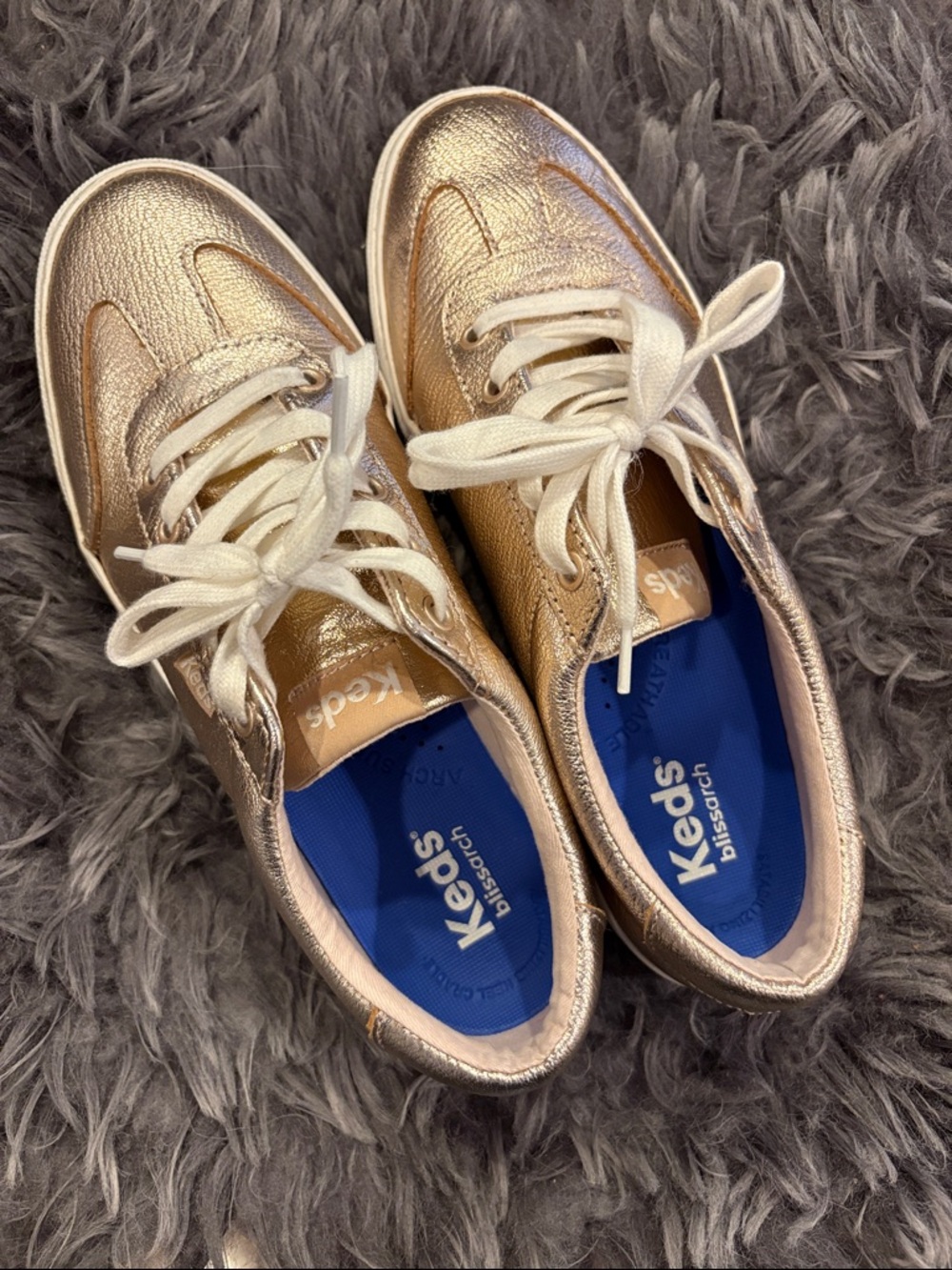 Keds Jump Kick T Toe Metallic Rose Gold Lace-Up Sneakers